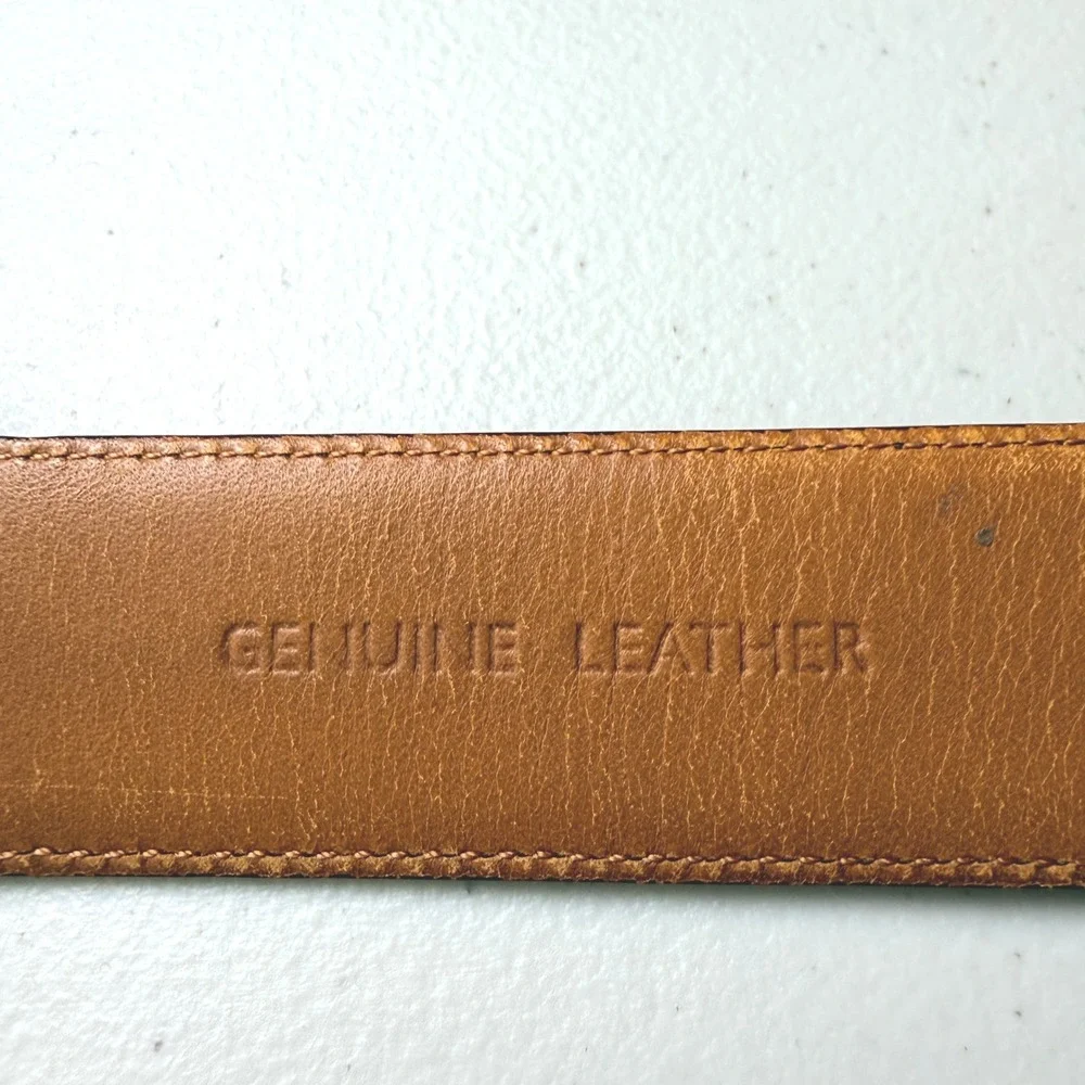 Polo Ralph Lauren Leather Belt 34 Brown Solid Brass Buckle Classic Mens